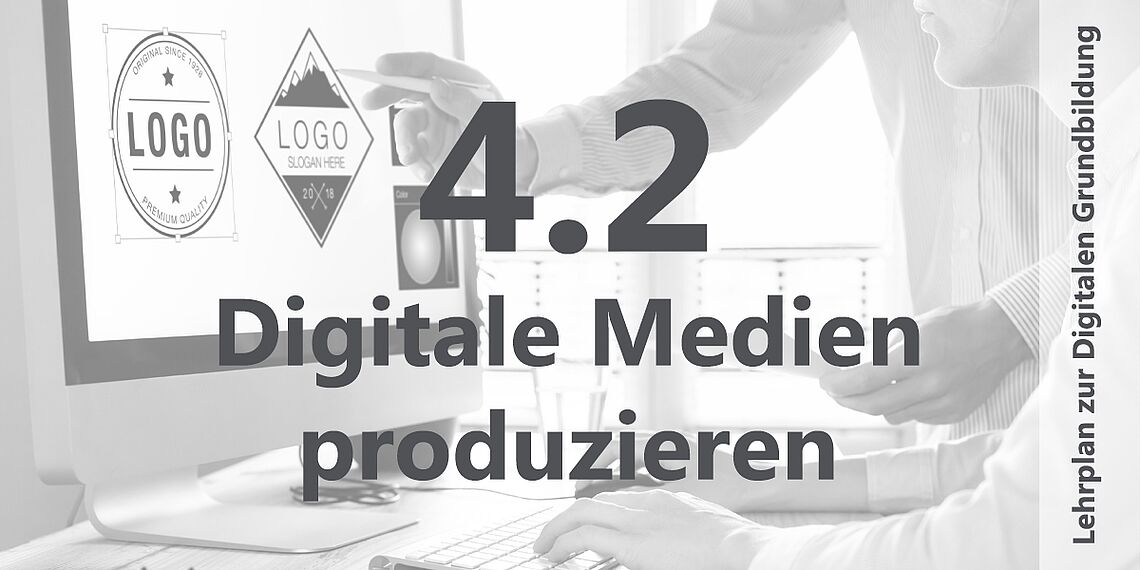 Digitale Medien produzieren Logoentwurf auf Computerbildschirm