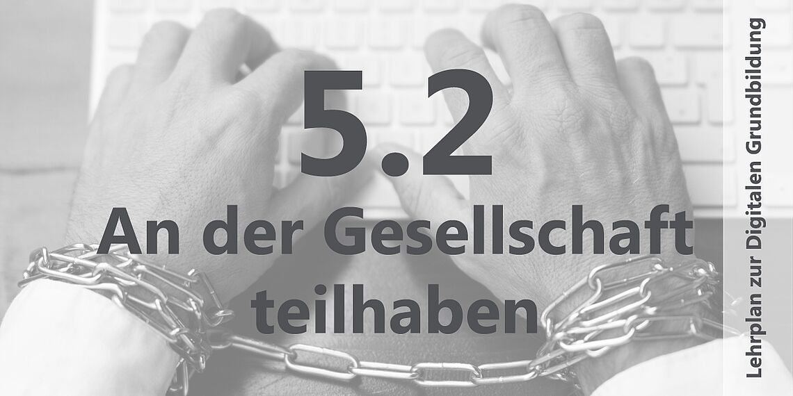 An der Gesellschaft teilhaben Gefesselte Hände liegen auf Tastatur